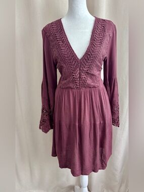 Altar’d State Lace Trim Tiered Dress | Size S